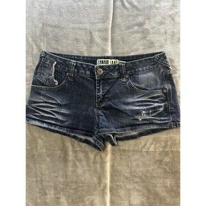 Zanadi Denim Shorts Women Size 11 Low Rise Distressed Dark Wash Stretch